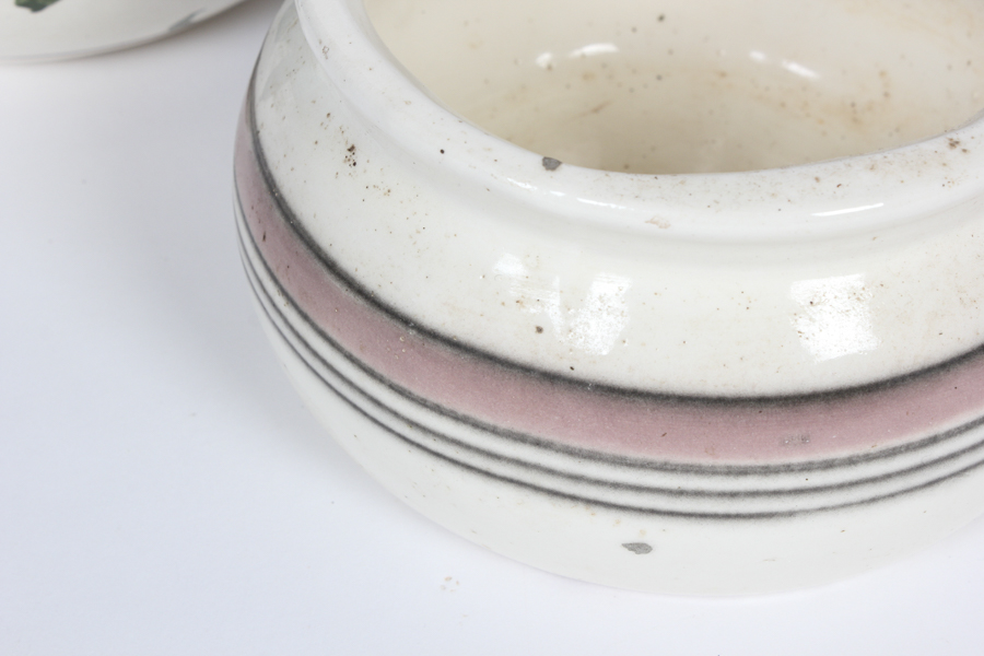 Two Glazed Pots and Glass Urn