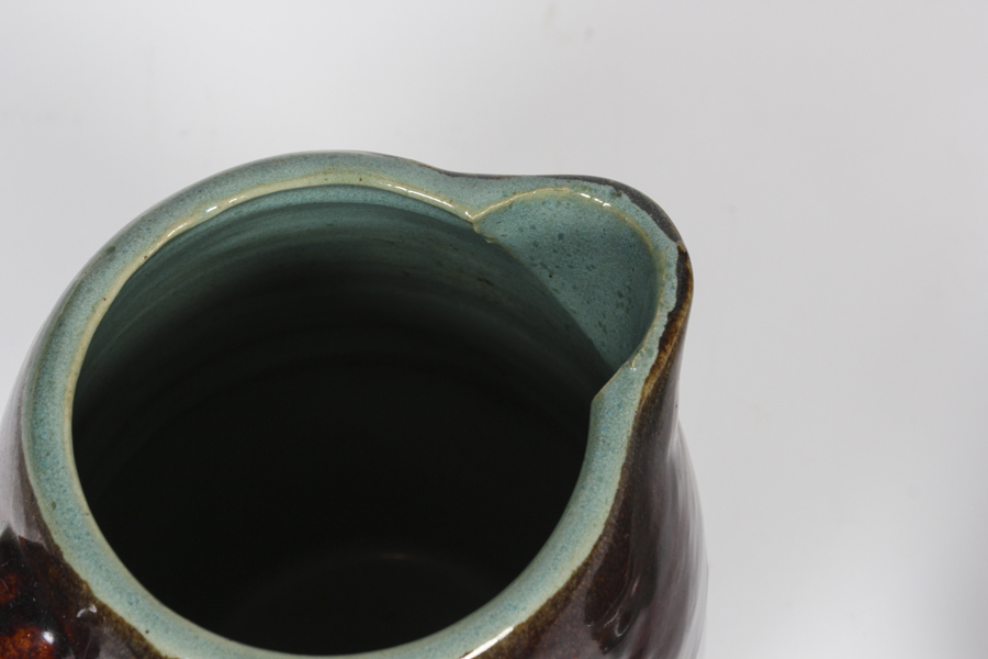 Drip Style Pottery in Green and Large Bowl