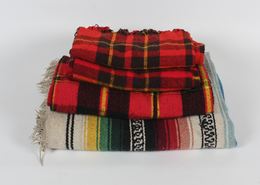 Vintage Rainbow and Plaid Camping Blankets