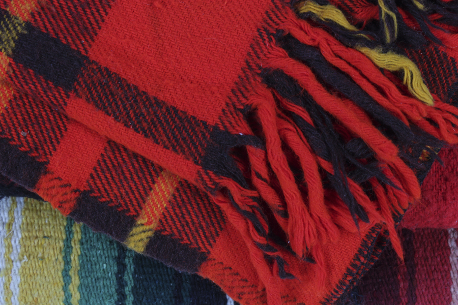 Vintage Rainbow and Plaid Camping Blankets