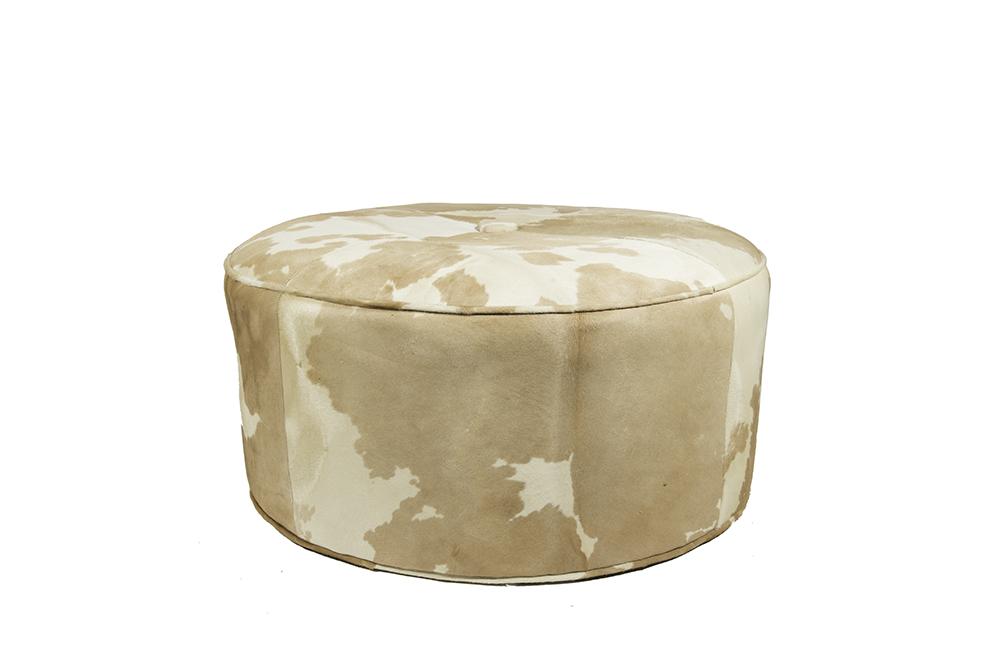 Round Cowhide Ottoman