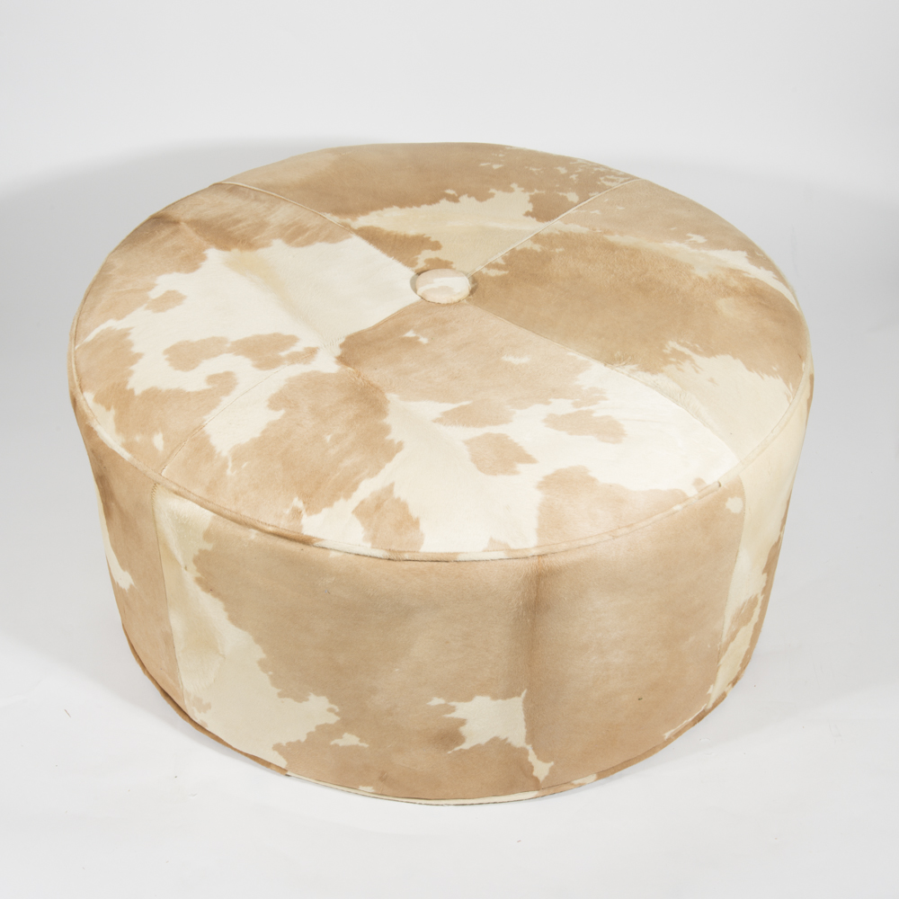 Round Cowhide Ottoman