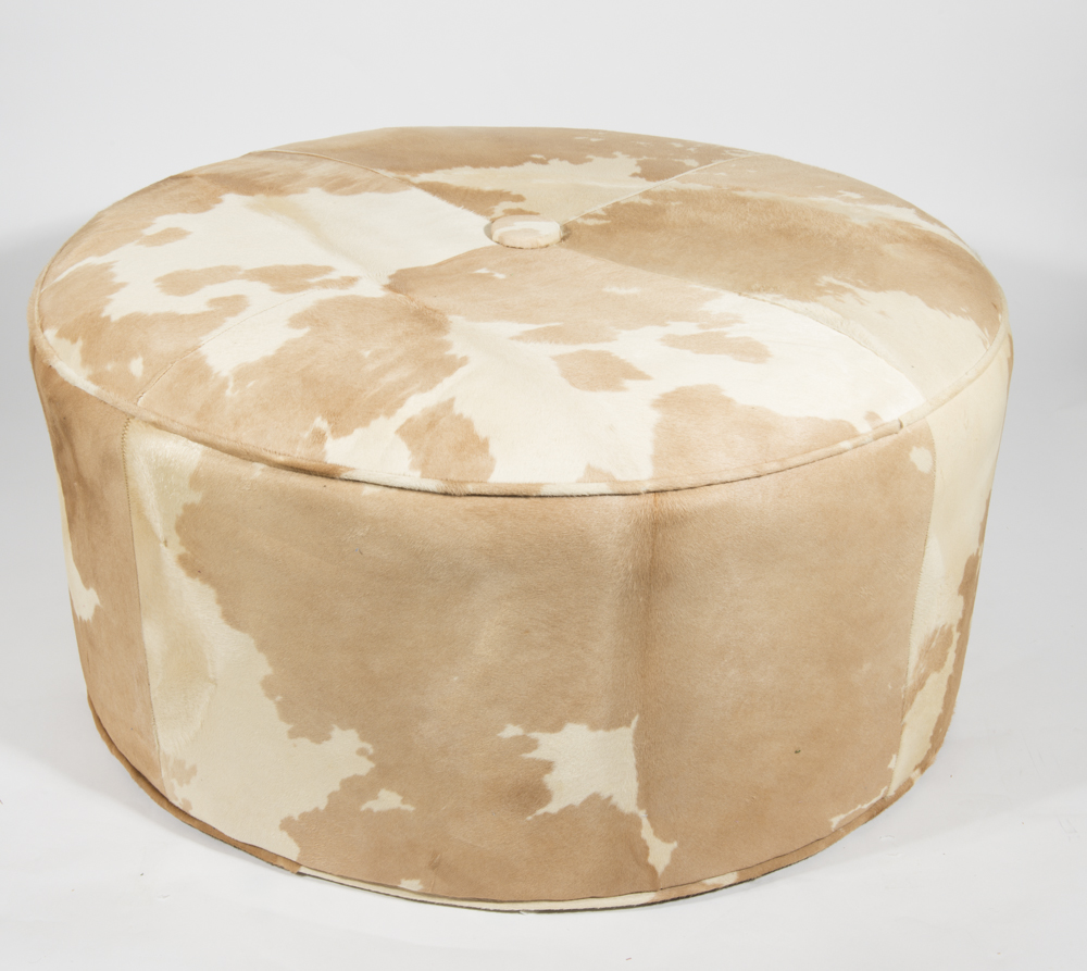 Round Cowhide Ottoman