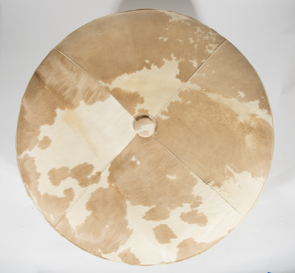 Round Cowhide Ottoman