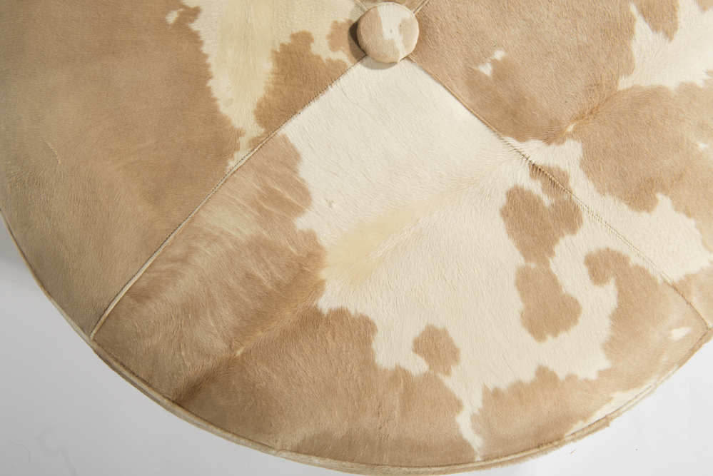 Round Cowhide Ottoman