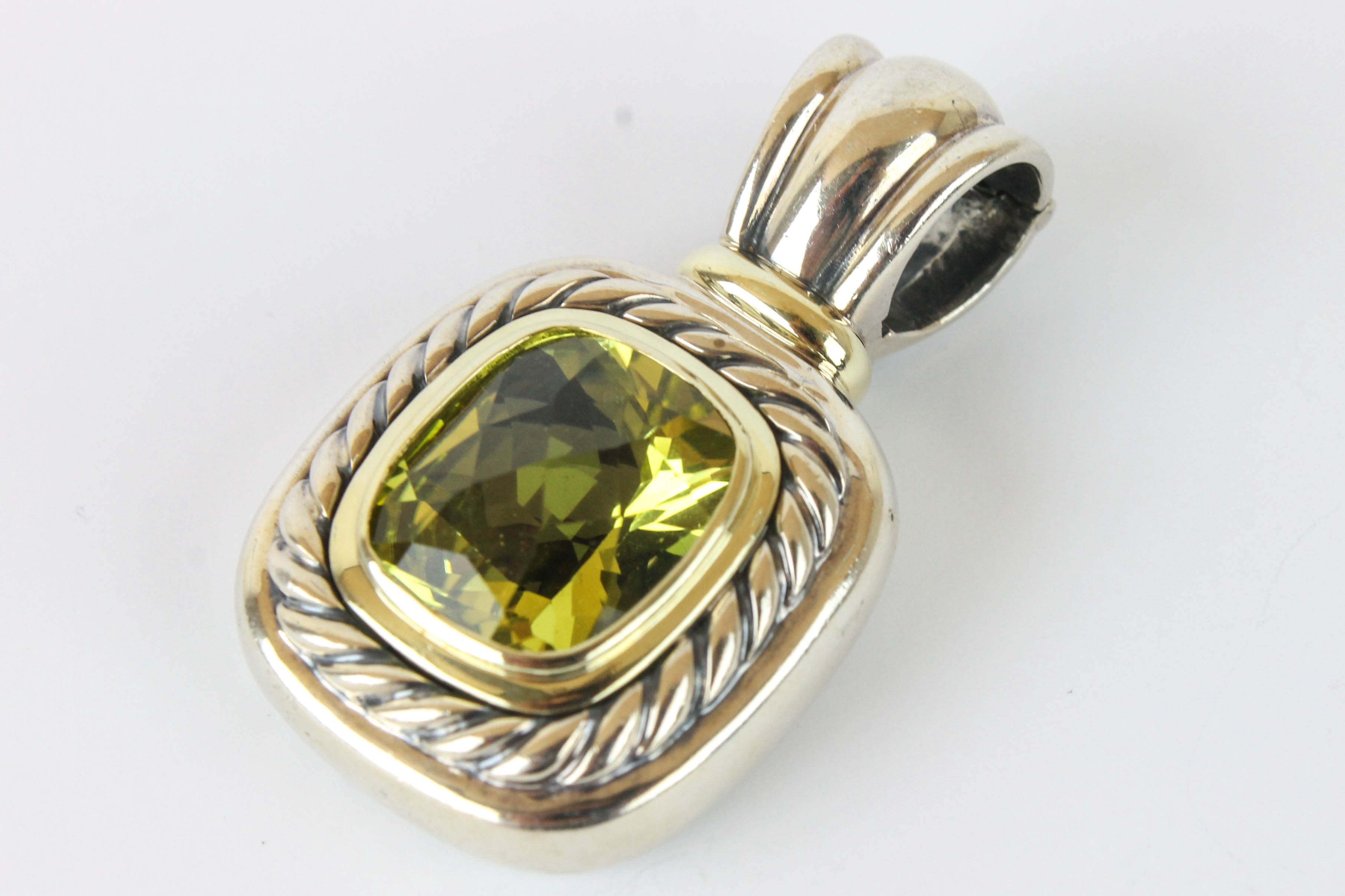 David Yurman 14K Gold and Sterling Silver Lemon Quartz Pendant