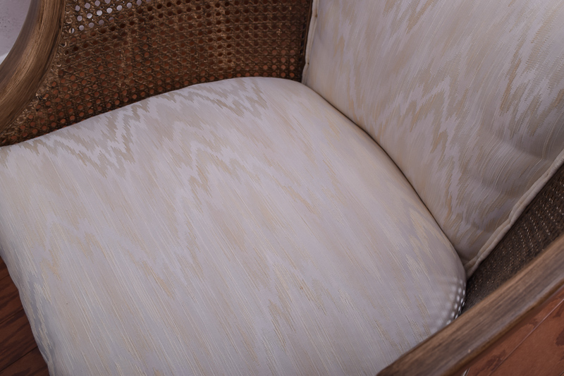 Pair of Upholstered Mid-Century Cane Armchairs