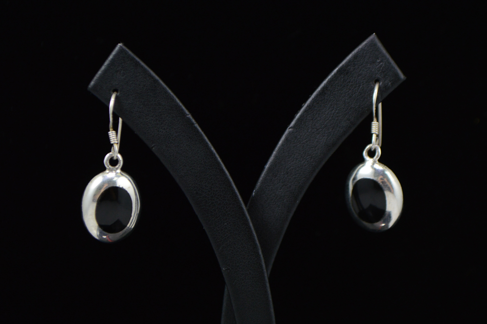 Two Pair of Sterling Silver and Onyx Earrings