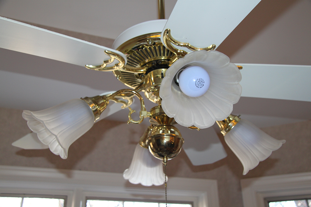 Craftmade Frosted Glass and Brass Ceiling Fan
