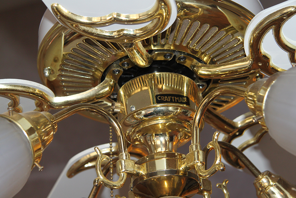 Craftmade Frosted Glass and Brass Ceiling Fan