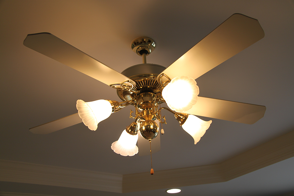 Craftmade Frosted Glass and Brass Ceiling Fan