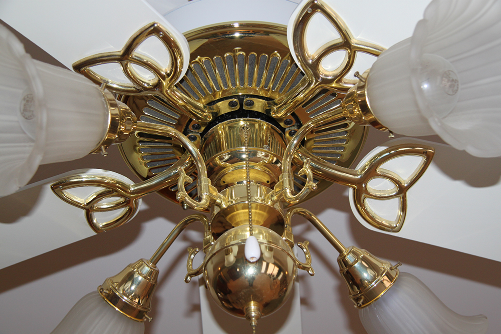 Craftmade Frosted Glass and Brass Ceiling Fan