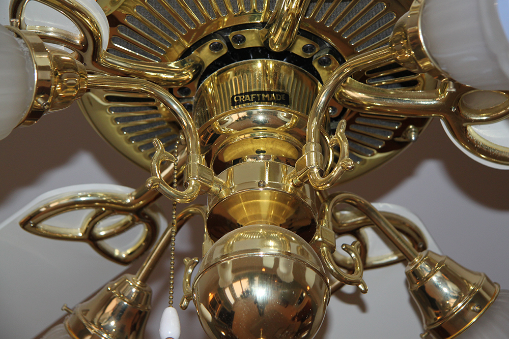 Craftmade Frosted Glass and Brass Ceiling Fan