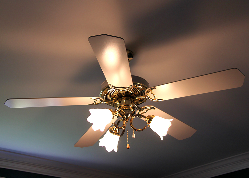 Craftmade Frosted Glass and Brass Ceiling Fan