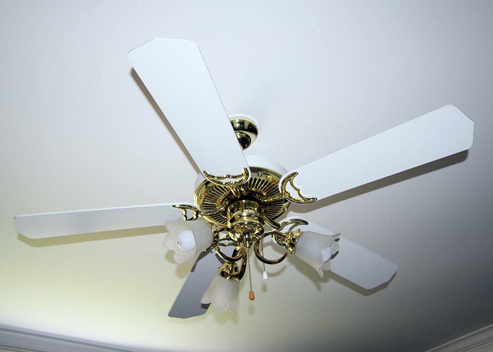 Craftmade Frosted Glass and Brass Ceiling Fan