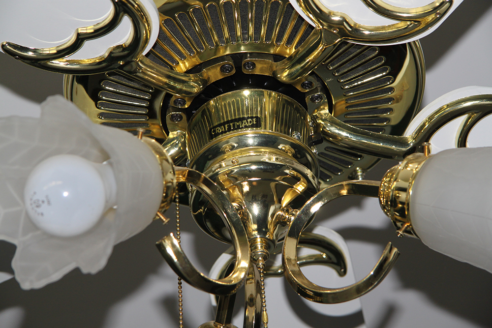 Craftmade Frosted Glass and Brass Ceiling Fan