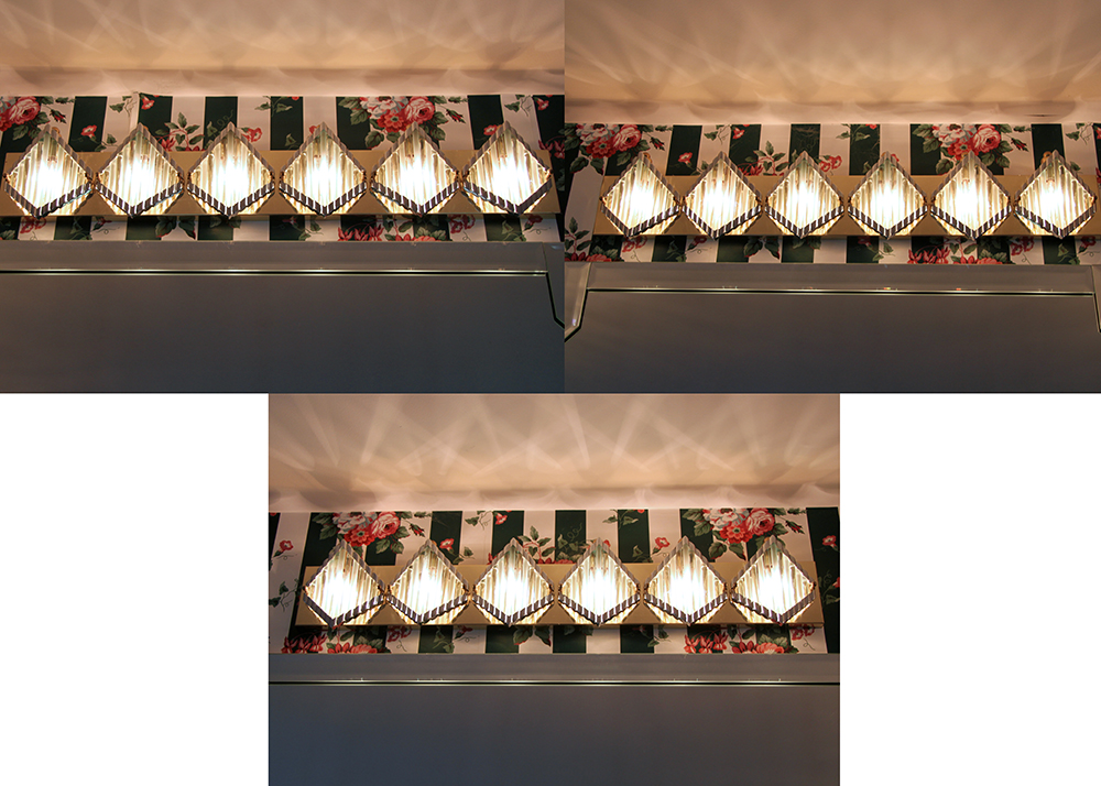 Trio of Unique Brass Multi-Light Bathroom Fixtures