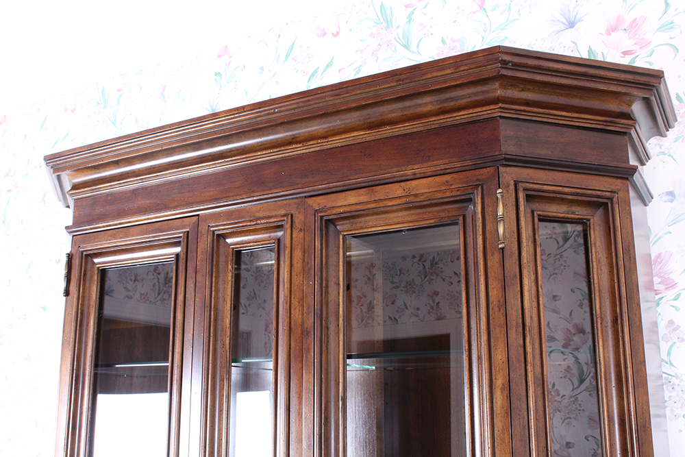 Country French Walnut China Cabinet