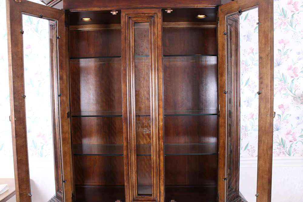 Country French Walnut China Cabinet