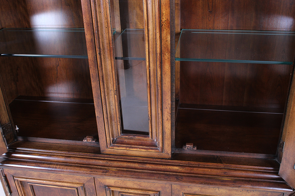 Country French Walnut China Cabinet