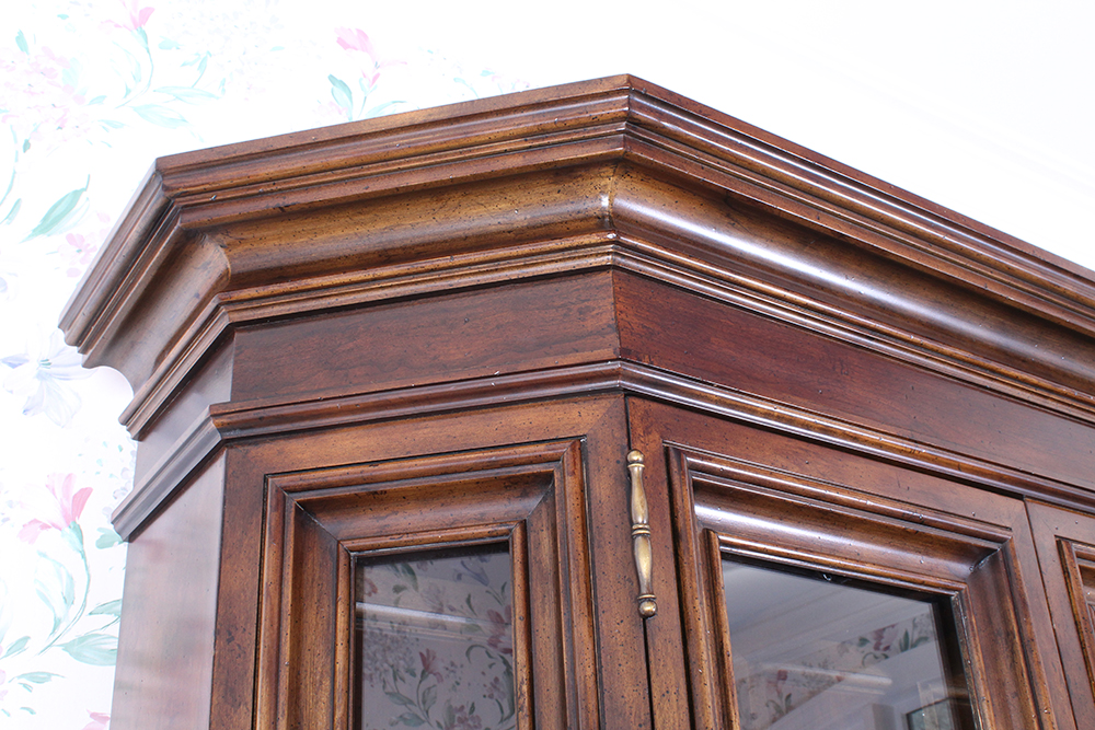 Country French Walnut China Cabinet