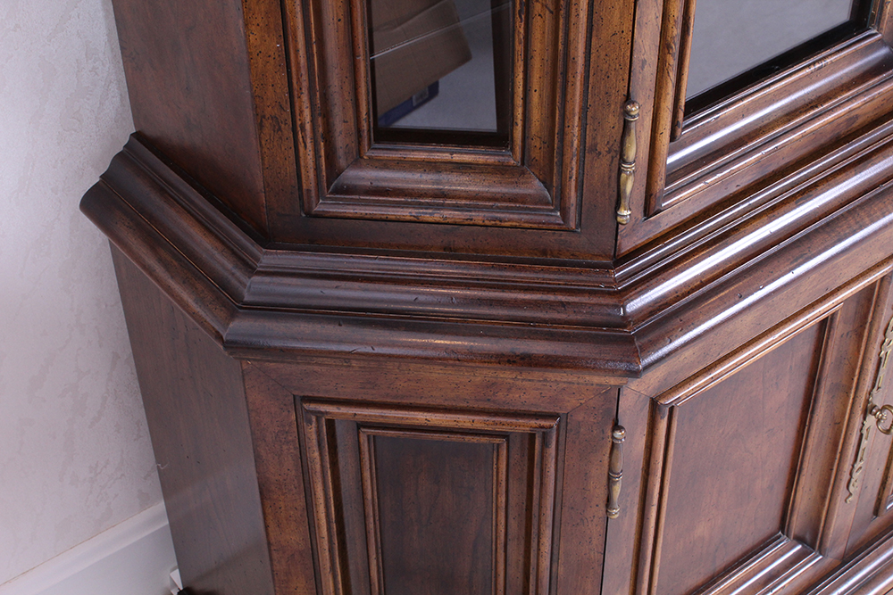 Country French Walnut China Cabinet