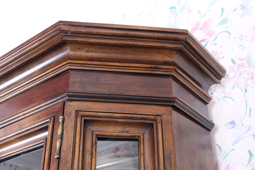 Country French Walnut China Cabinet