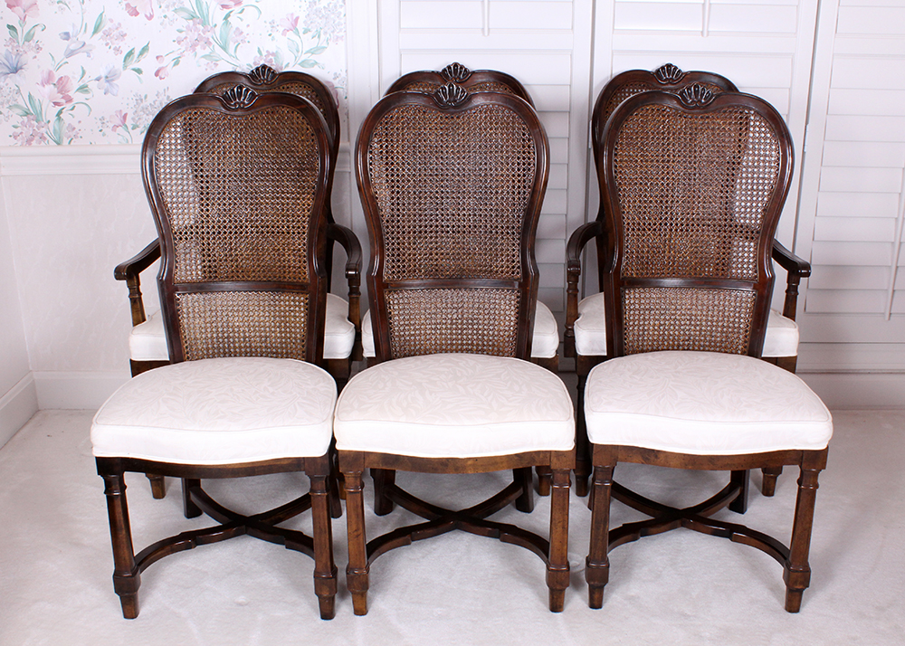 Country French Cane Back Dining Chairs