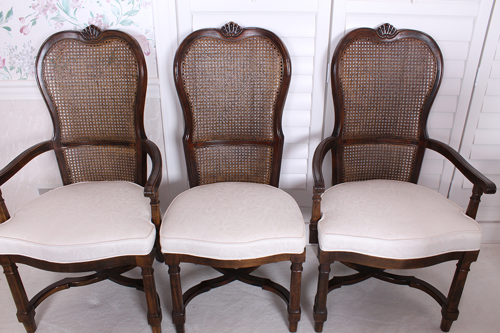 Country French Cane Back Dining Chairs