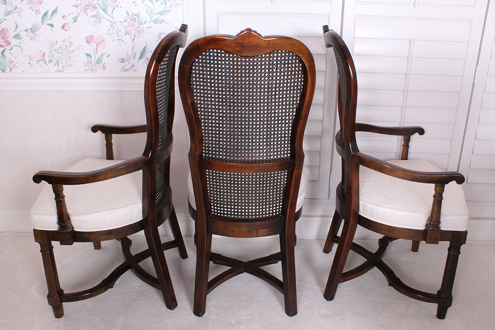 Country French Cane Back Dining Chairs