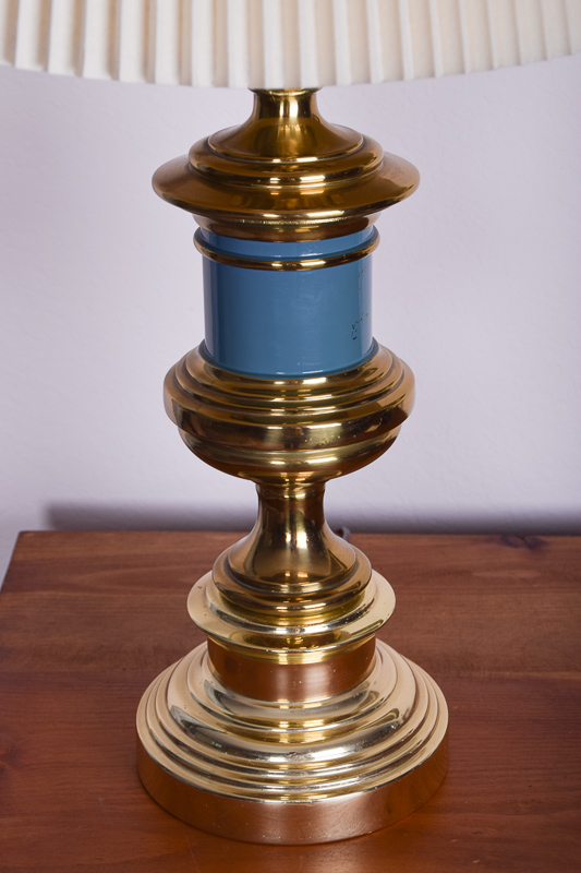 Brass Table Lamp with Blue Accent
