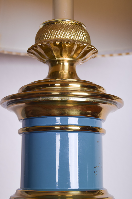 Brass Table Lamp with Blue Accent