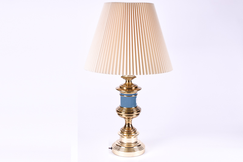 Brass Table Lamp with Blue Accent
