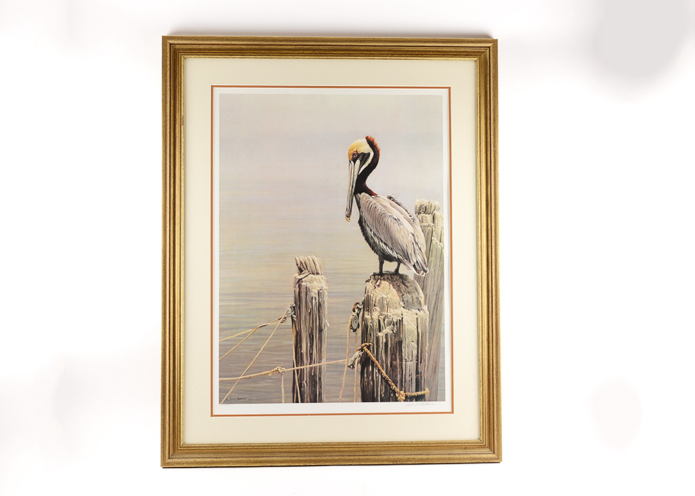 "Brown Pelican and Pilings" Limited Edition Offset Lithograph
