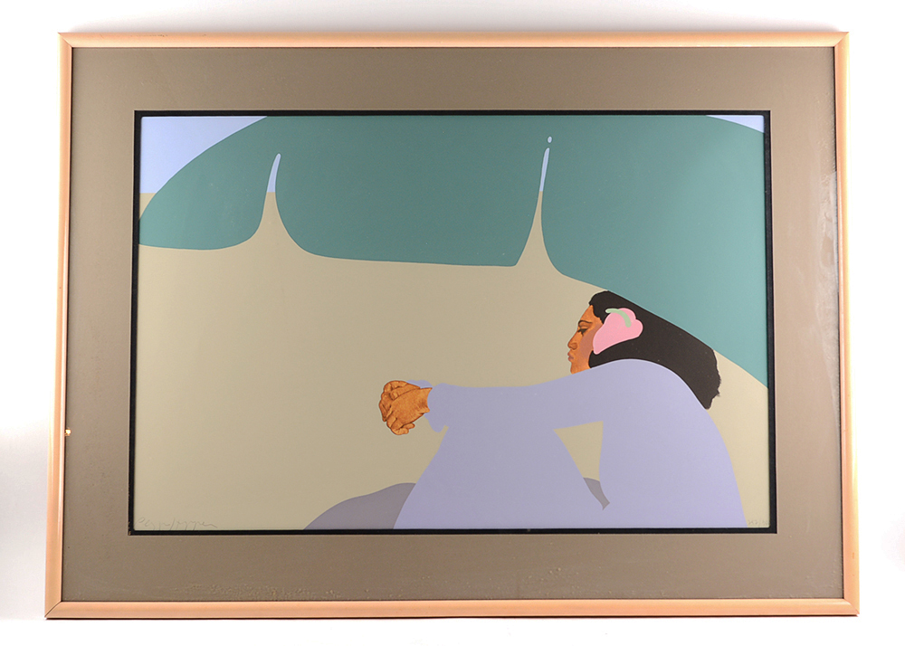 Lounging Polynesian Woman Serigraph by Pegge Hopper