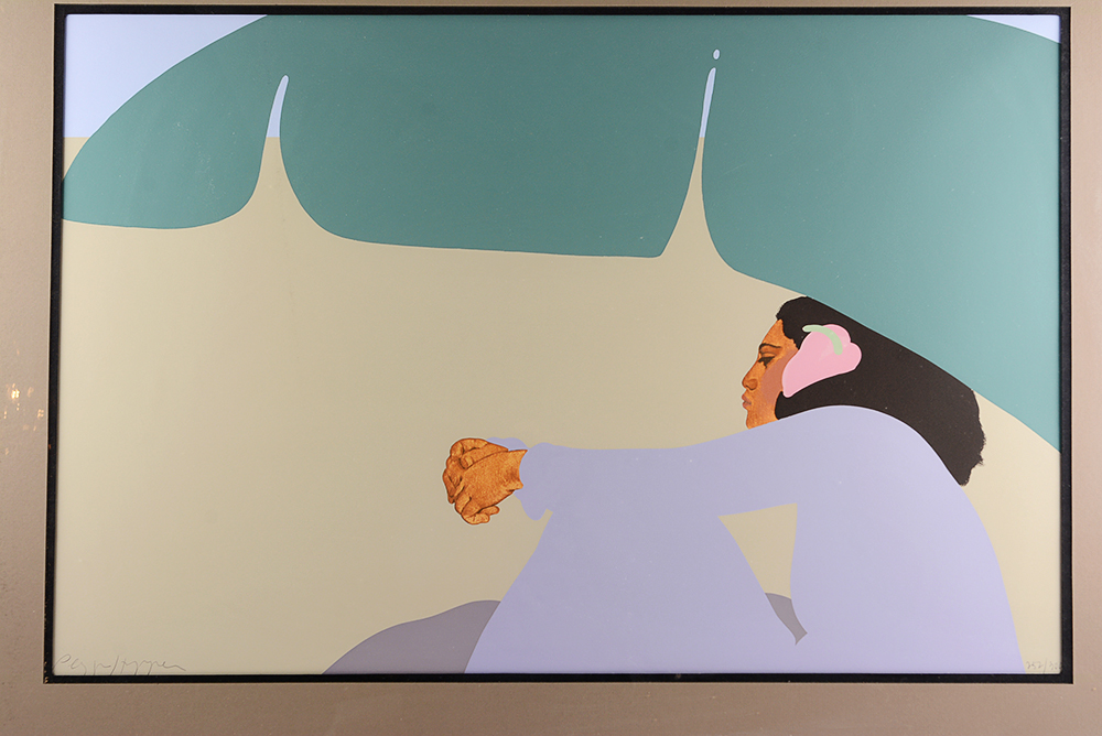 Lounging Polynesian Woman Serigraph by Pegge Hopper