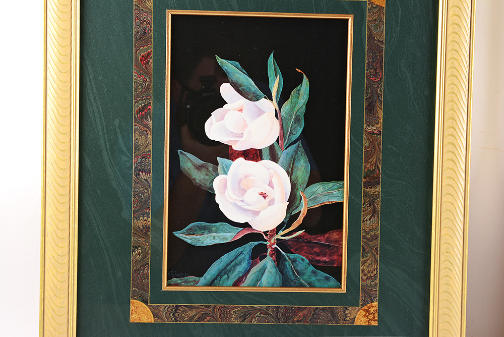 Framed Floral Lithographs