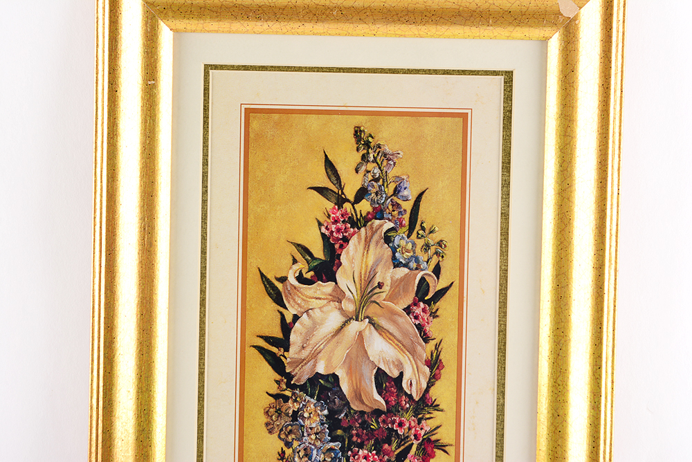 Framed Floral Lithographs