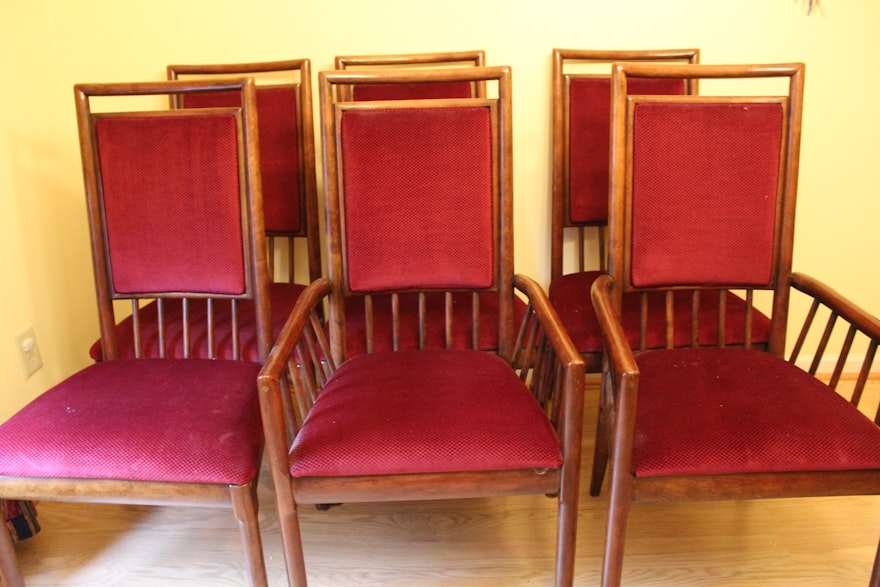 Set of Six High Back Dining Room Chairs