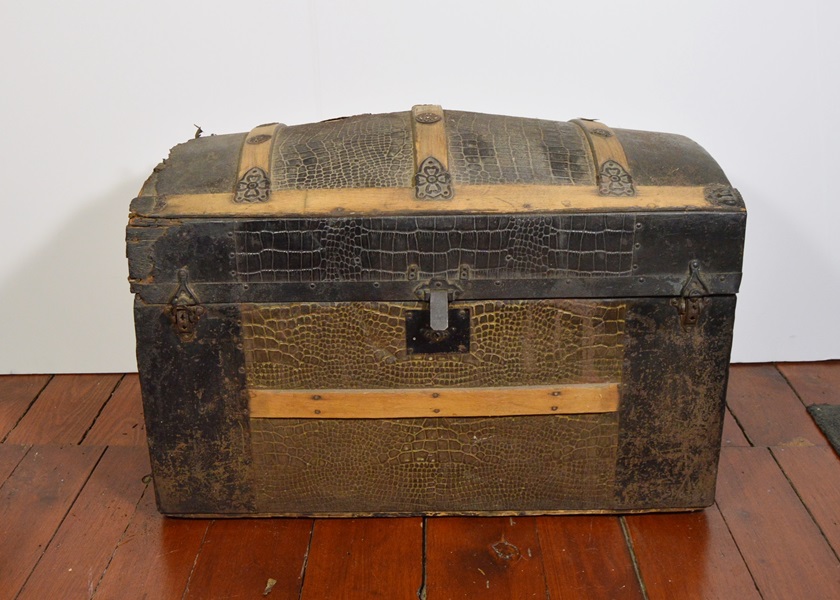 Antique Alligator Skin Steamer Trunk