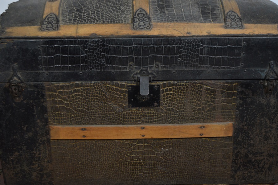 Antique Alligator Skin Steamer Trunk