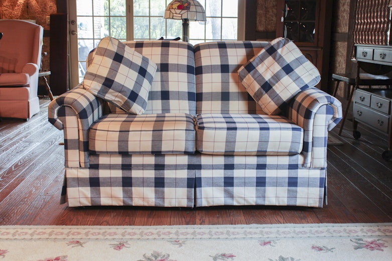 Blue Country Plaid Loveseat by Broyhill