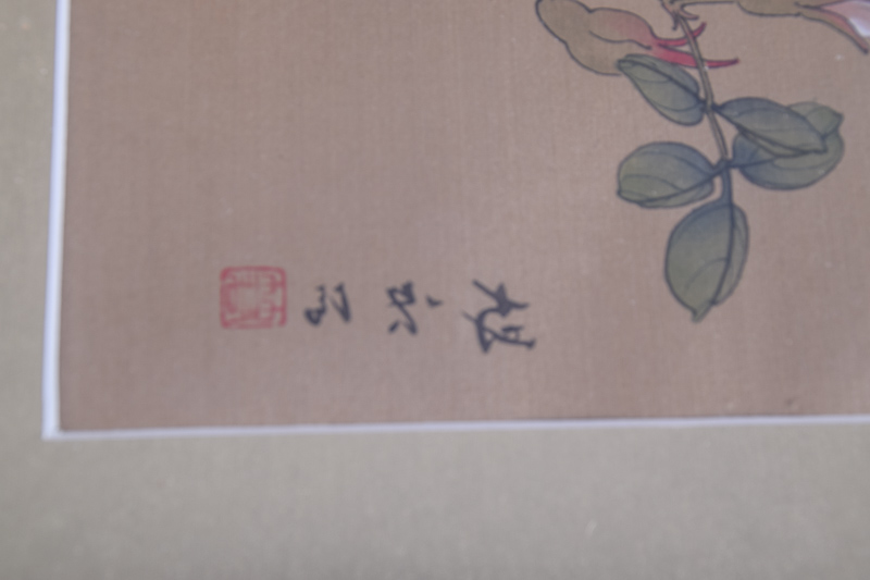 Pair of Floral Japanese Silk Prints