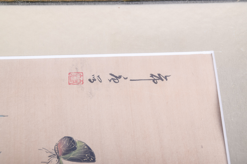 Pair of Floral Japanese Silk Prints