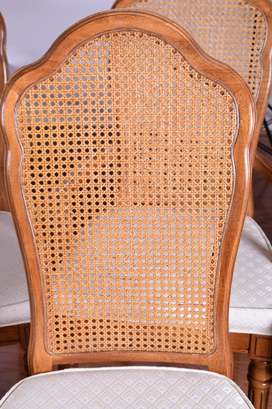 Set of Six Thomasville Cane Back Dining Chairs
