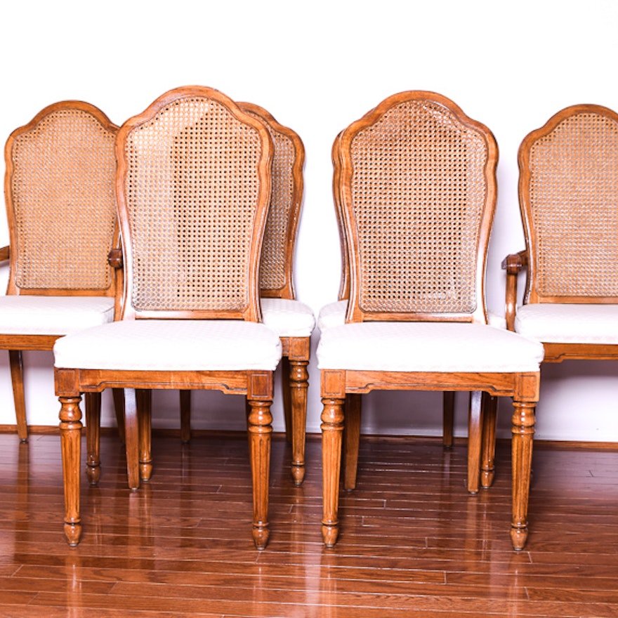Set of Six Thomasville Cane Back Dining Chairs