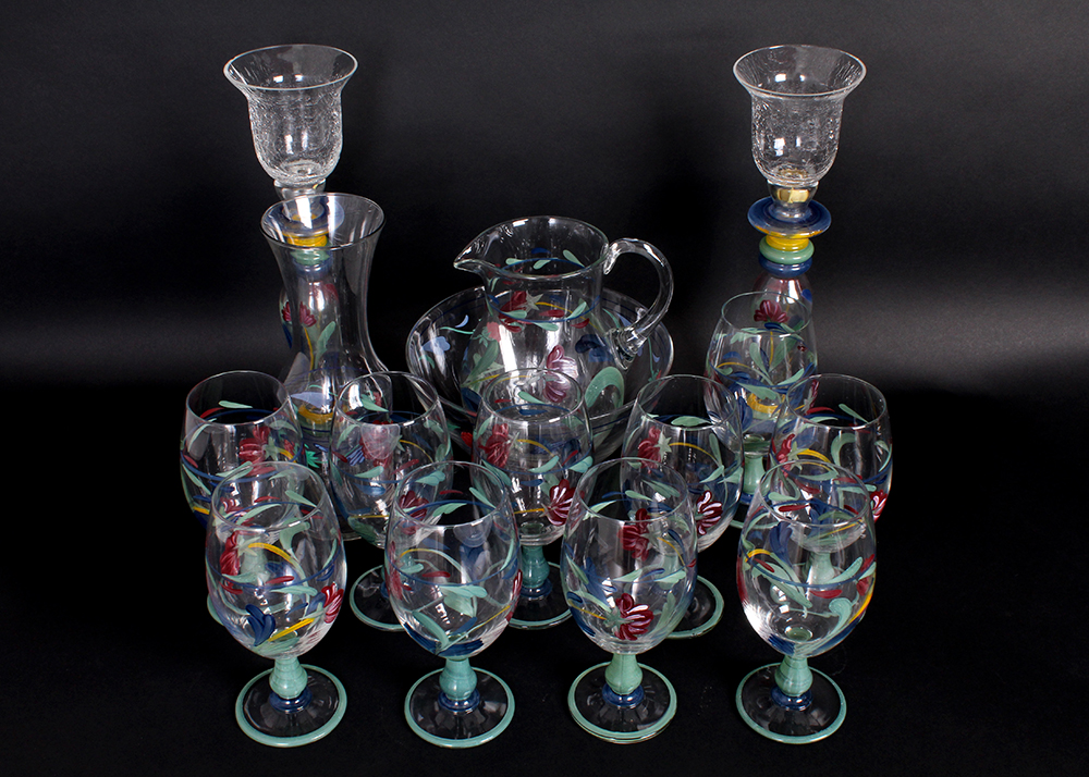 Lenox "Poppies in Blue" Handpainted Glassware