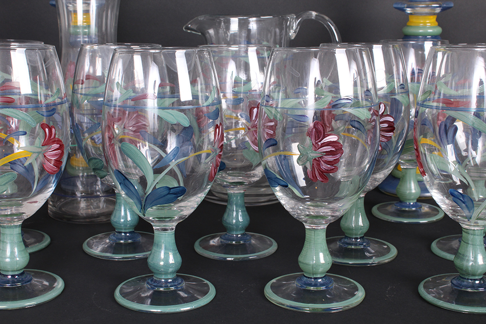 Lenox "Poppies in Blue" Handpainted Glassware