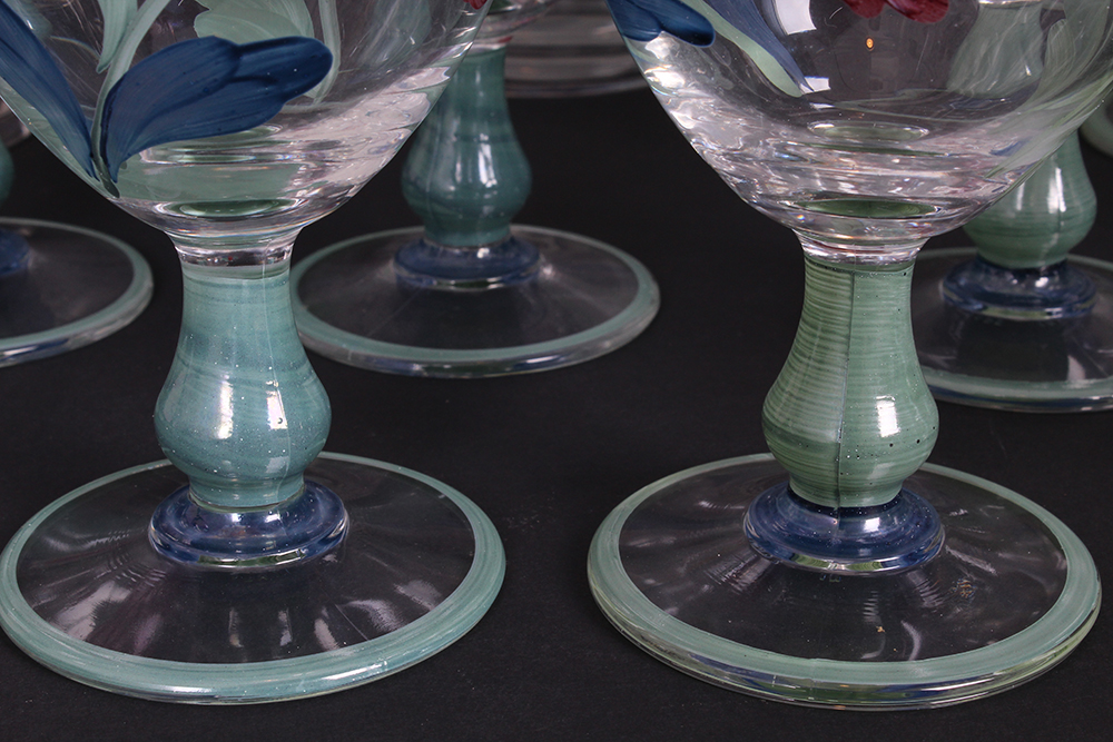 Lenox "Poppies in Blue" Handpainted Glassware