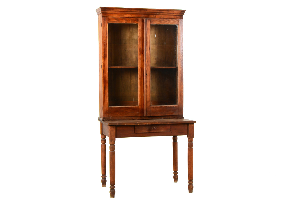19th Century Primitive Walnut Two-Piece Secretary